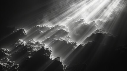 A black background with isolated sun rays light is used for overlay designs