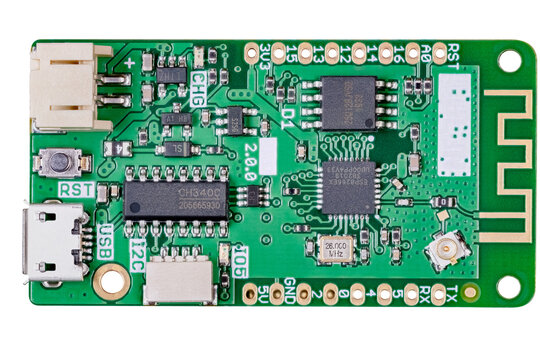 Mini open source microcontroller development, prototype board, isolated on a white background