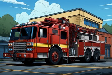 Fototapeta na wymiar Firefighters truck illustration.