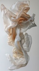 Elegant white fabric in motion on a white background