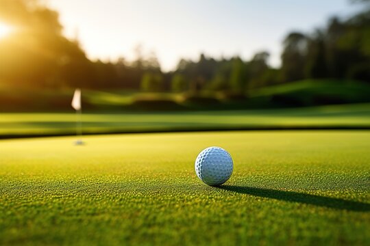 empty golf court with single golf ball in the front