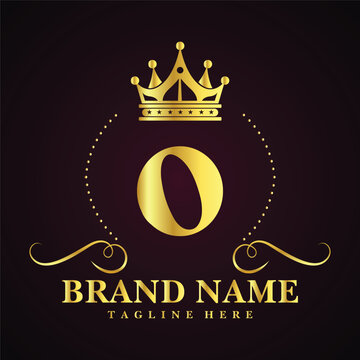 Luxury brand letter O logo with crown.