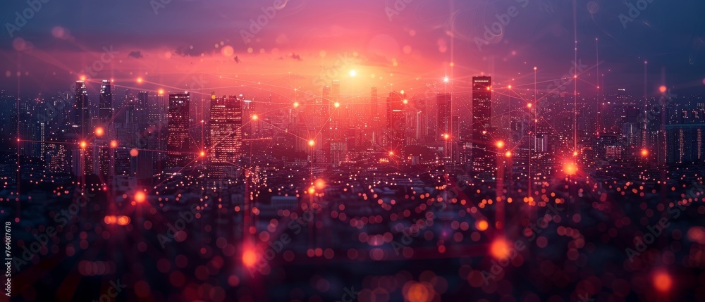 Poster digital transformation, digital transformation of cities, iot (internet of things), ict (information