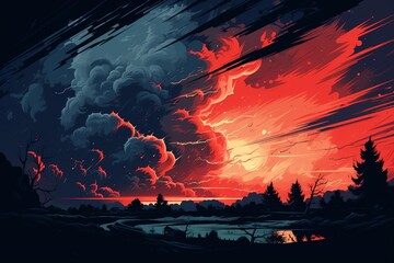 Stormy weather illustration - obrazy, fototapety, plakaty