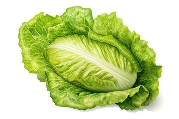 Fresh romaine lettuce on a white background.