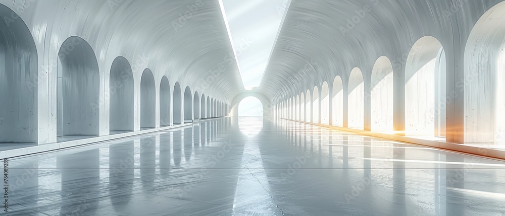 Poster architect's abstract of white space architecture, perspective of future building design