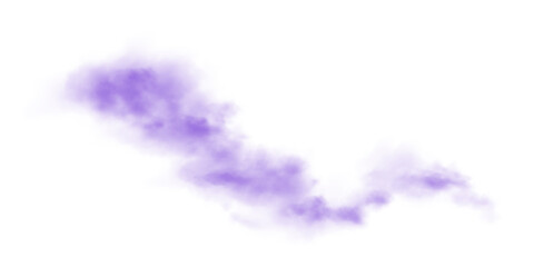 Purple smog clouds on floor. Fog or smoke. Isolated transparent special effect. Morning fog over land or water surface. Magic haze. PNG.

