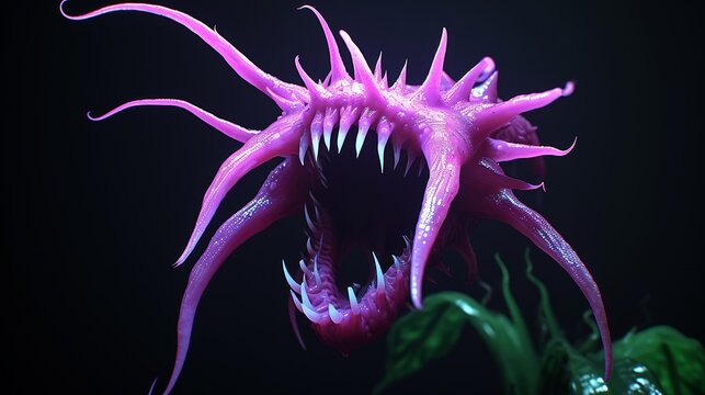 Unusual flower with mouth open