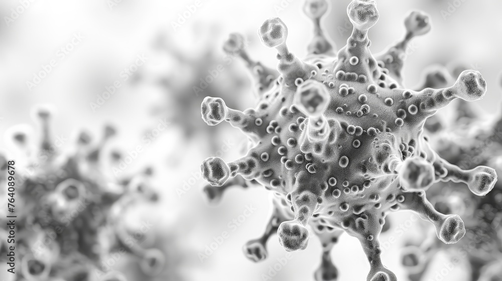 Poster an abstract polygonal force field from viruses on a light background. modern illustration of protect