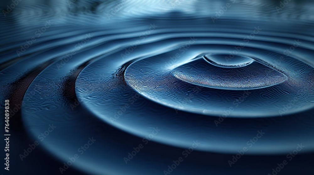 Poster ripples of water on a dark blue background. top view of a circular wave. modern illustration showing