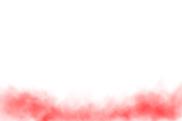 Red smog clouds on floor. Fog or smoke. Isolated transparent special effect. Morning fog over land or water surface. Magic haze. PNG.