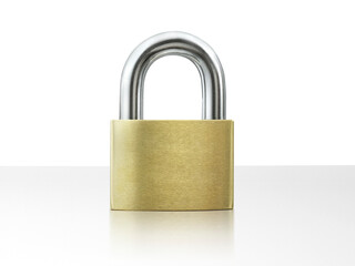 Lock padlock on white table, transparent background