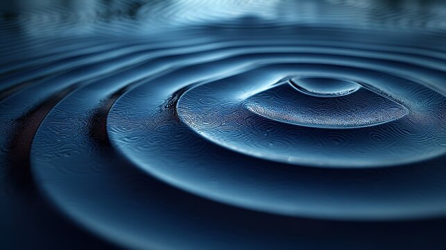 Ripples of water on a dark blue background. Top view of a circular wave. Modern illustration showing surface resonance after impact