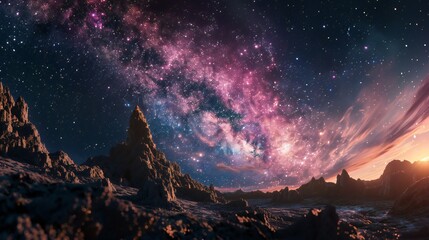 Galactic marvels on display with the awe-inspiring Milky Way as the centerpiece. - obrazy, fototapety, plakaty