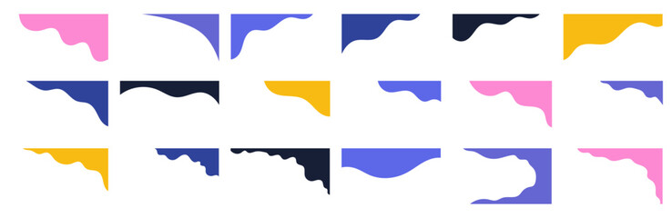 Collection of diverse shapes for website headers or footers. Separator template for design layout on a landing page. Simple headline depicted in vector flat style.