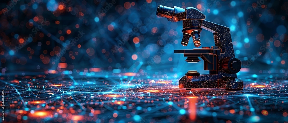 Aufkleber illustration of a microscope that resembles a starry sky in the form of planets and the universe, ma