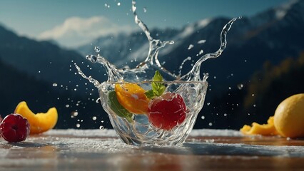 Fruits Splash in Fresh Water