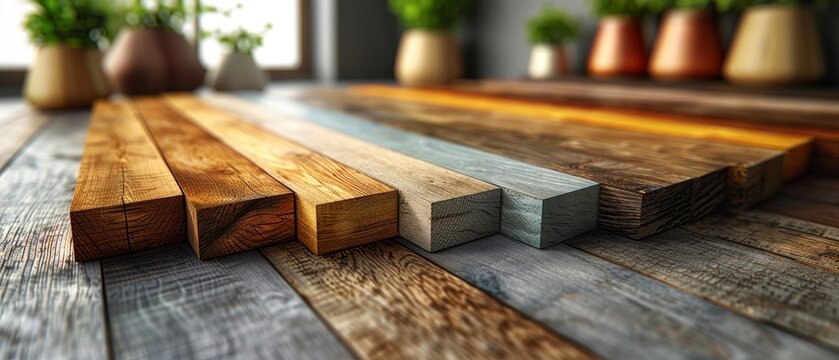 A set of pieces of different floor coatings. Parquet, laminate, wooden planks, tiles, concrete. 3D illustration.