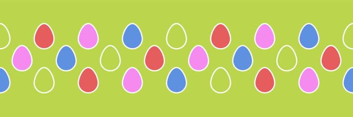 Minimalist Easter banner with colourful eggs. Vector illustration