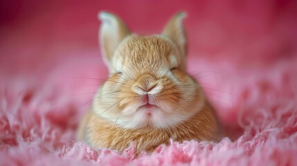 cute little rabbit in pink background