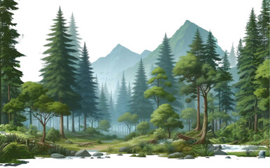 forest landscape on the white background
