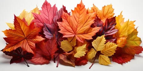Naklejka na ściany i meble Colorful Autumn Leaves Stack Generative AI