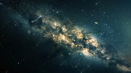 Milky Way panorama offering a glimpse into the mysteries of the universe. - obrazy, fototapety, plakaty