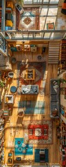Fototapeta premium Capture the essence of art galleries from a birds eye view, emphasizing sensory engagement Play with shapes, colors, textures, and patterns that 