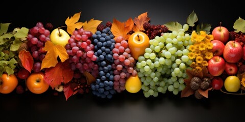 Row of Colorful Autumn Fruits Generative AI