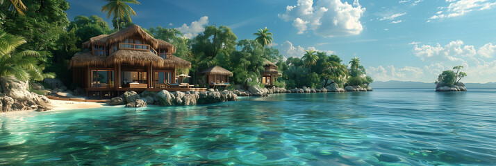 Secluded Tropical Beach Bungalows with Crystal Clear Waters