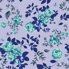 Beautiful vector floral summer seamless pattern with leaves wild flowers. vector illustration.