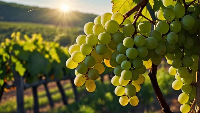 fresh grapes on a vineyard branch