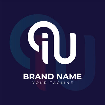 Letter iu logo, vector design template