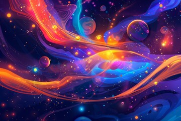 mesmerizing display of cosmic beauty as planets, stars, and galaxies dances..