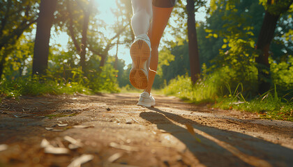 girl tie her shoe before run on track race in the public park. - obrazy, fototapety, plakaty
