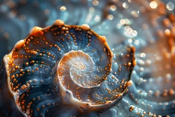 Macro photo of fibonacci spiral or golden ratio