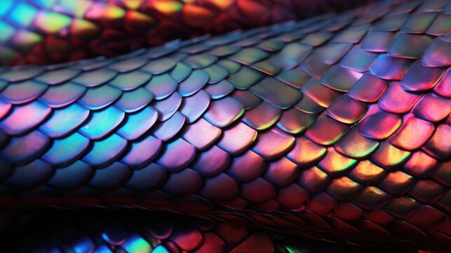 Background with a close-up image of a multi-colored snake skin with scales