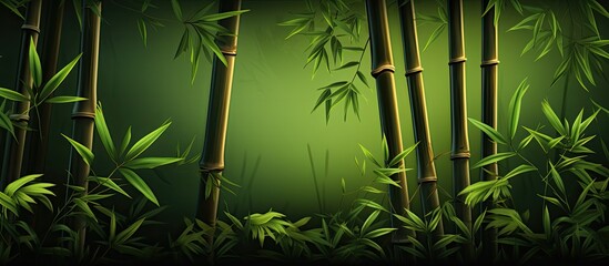 Capture of a detailed view showcasing a bamboo plant with vibrant green leaves thriving in a lush forest setting
