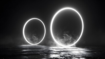 rings of light on a dark background