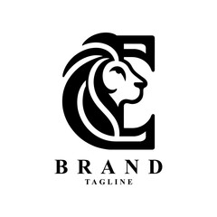 Letter E lion logo: Integrates the noble essence of a lion with the elegance of the letter E, symbolizing strength, excellence, and leadership.