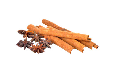 Anise and cinnamon  on   transparent png
