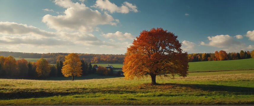 Countryside in fall beautiful nature scenery landscape from Generative AI