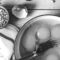 Fresh egg yolks food photography - obrazy, fototapety, plakaty