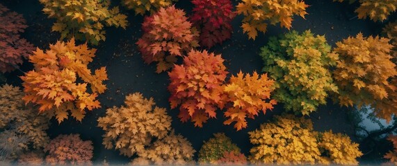 Naklejka na ściany i meble Maple trees in fall beautiful nature scenery landscape from Generative AI
