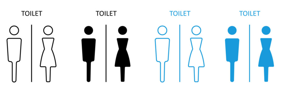 Toilet guide sign illustration icon poster restroom stylish symbols collection. Isolated on transparent background.