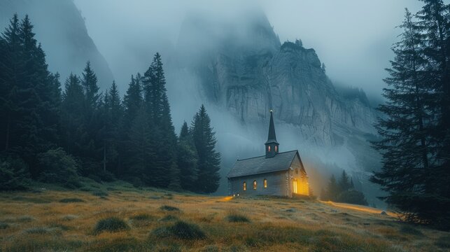 A church far away in the mountains