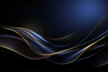 black elegant background with wave gold line modern luxury