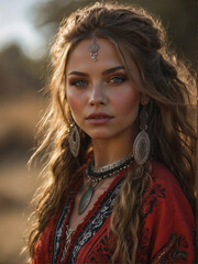 Enchanting Eurasian Beauty: A Fantasy Portrait of a Slavic-Turkish Maiden with Beguiling Eyes
