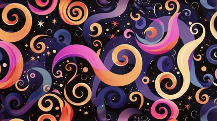 Obraz premium A background pattern with seamless curves, emanating colorful, classic, and retro vibes on both ends.