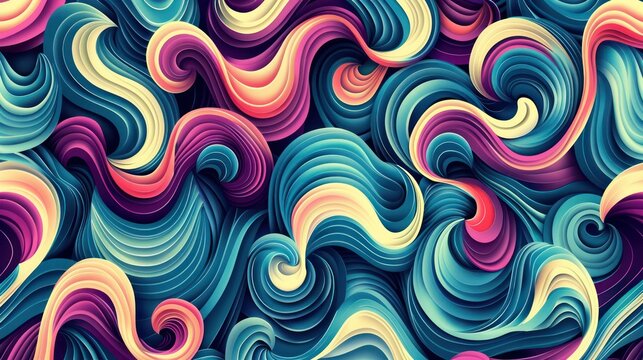 Colorful, classic, and retro vibes are evident on both sides of this seamless curves pattern background.

